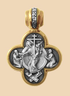 серебряный православный крест - Воскресение