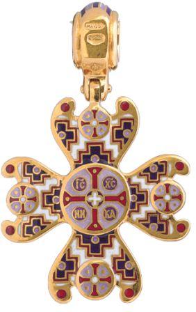 серебряный крестик Спас Нерукотворный с символами евангелистов с обратной стороны